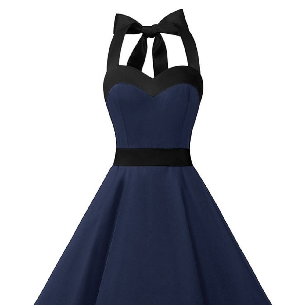 Retro 50s halter dress navy blue